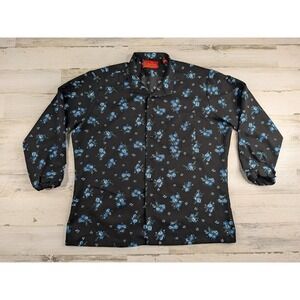 Vintage 70s Kings Road Shirt Mens XL Trim Regular Textured Polyester Floral